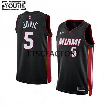Maglia NBA Miami Heat Nikola Jovic 5 Nike 2022-23 Icon Edition Nero Swingman - Bambino